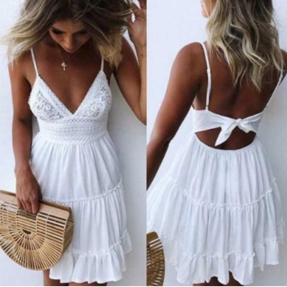 V neck spaghetti strap babydoll dress